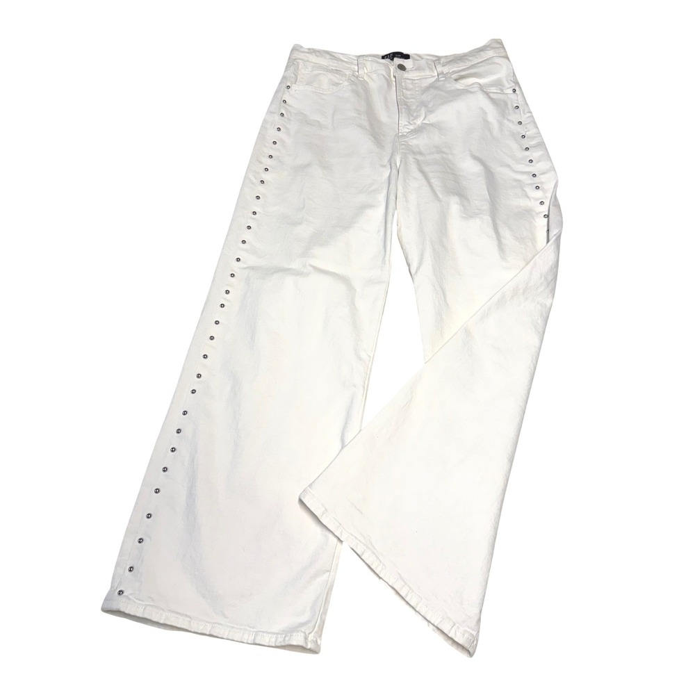 Gap High Rise Wide Leg White Studded Denim Jeans Size 12/31R Side Studs Pants